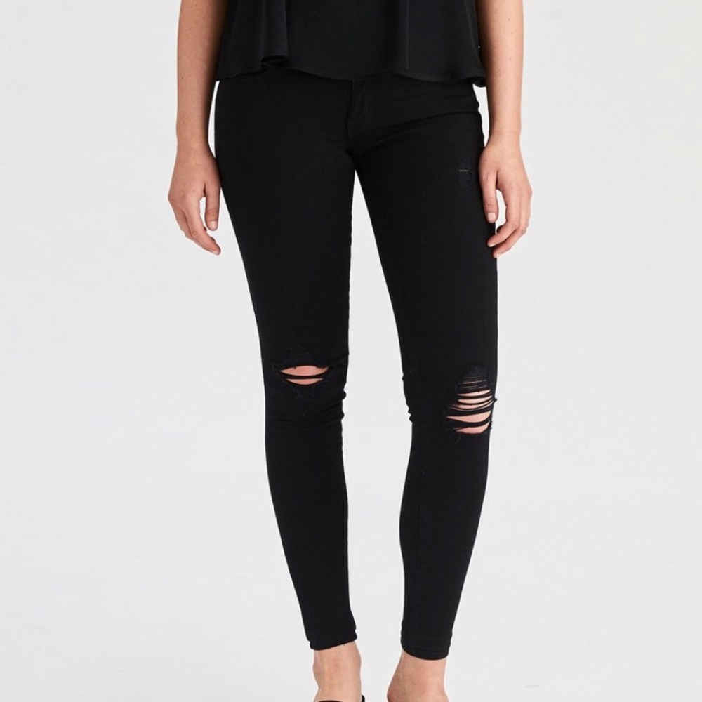 Black Ripped Skinny Jeans Hollister size  5/27